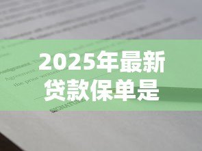 2025年最新贷款保单是什么:贷款保单有哪些作用 2025年最新贷款保单是什么:贷款保单有哪些作用