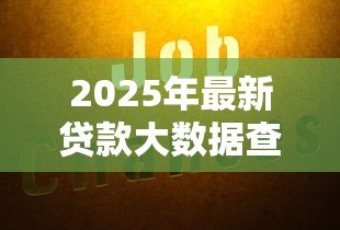 2025年最新贷款大数据查询：如何通过大数据分析贷款信用