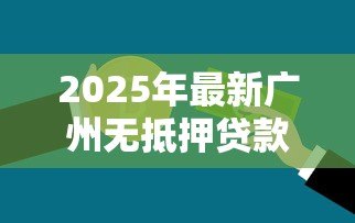 2025年最新广州无抵押贷款：广州信用贷款有哪些申请条件