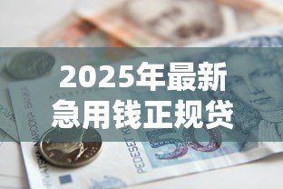 2025年最新急用钱正规贷款：急需资金哪里能安全借贷