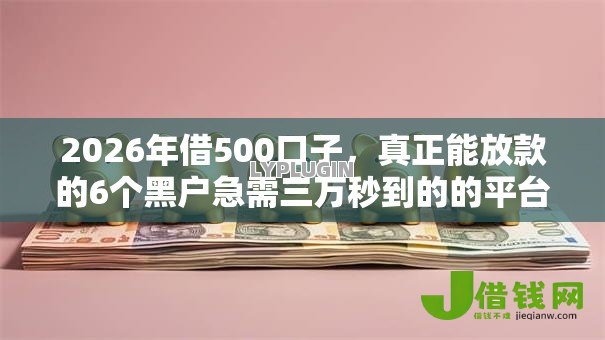 2026年借500口子，真正能放款的6个黑户急需三万秒到的的平台推荐
