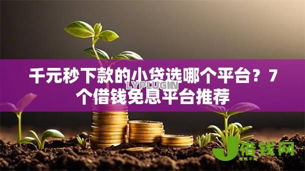 千元秒下款的小贷选哪个平台？7个借钱免息平台推荐