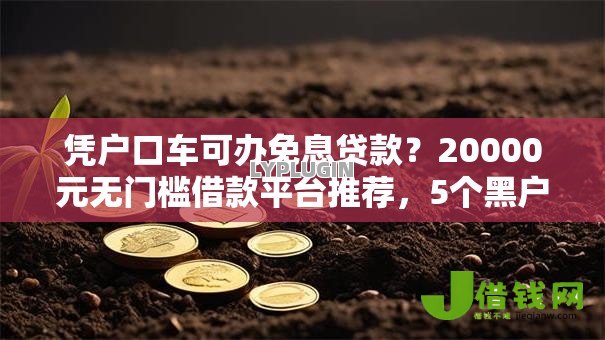 凭户口车可办免息贷款？20000元无门槛借款平台推荐，5个黑户网贷平台盘点