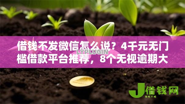 借钱不发微信怎么说？4千元无门槛借款平台推荐，8个无视逾期大数据花户黑户软件盘点